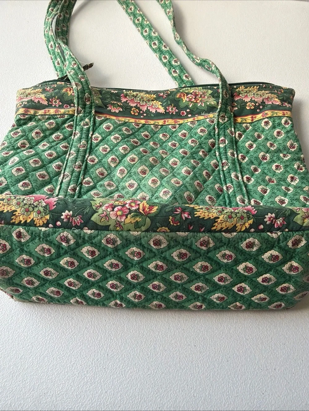 Vera Bradley Green Quilted Floral Tote
